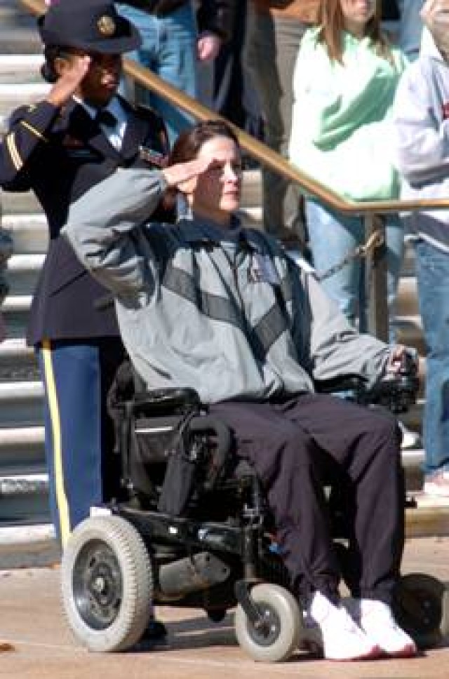 Warrior in transition rendering salute
