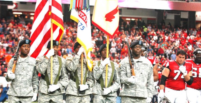 FORSCOM color guard gets salute at NFL game