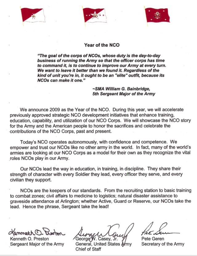 Year of the NCO Senior Leader Message