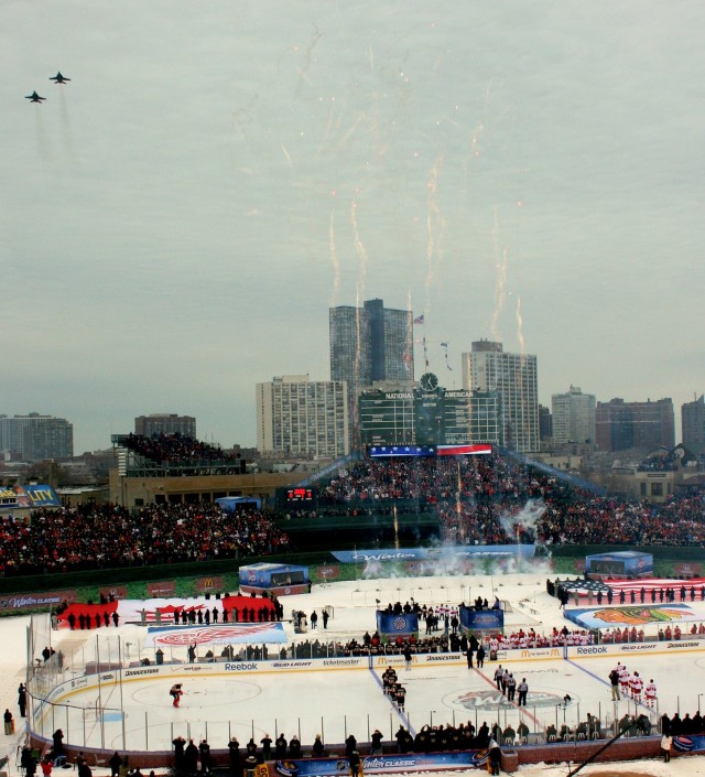 Soldiers and Cadets unfurl flag at 2009 NHL Winter Classic