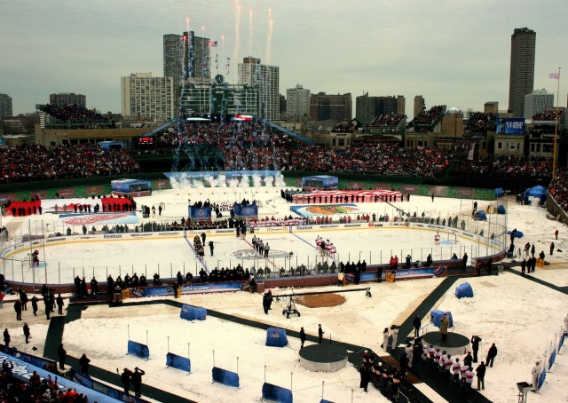 Soldiers and Cadets unfurl flag at 2009 NHL Winter Classic