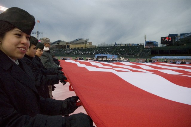 Soldiers and Cadets unfurl flag at 2009 NHL Winter Classic