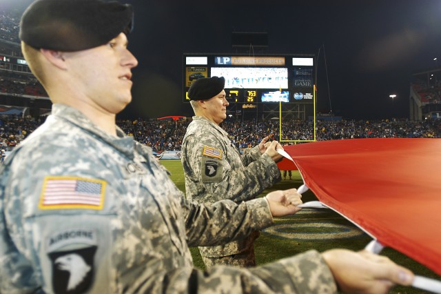 Soldiers at NFL Playoff game