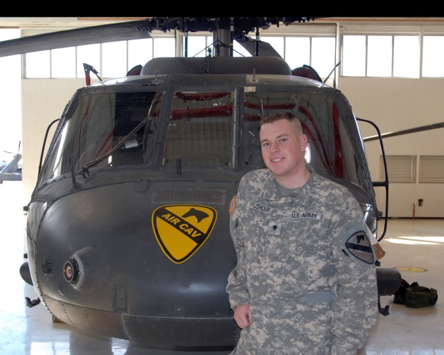 Denver native Spc. Ryan Frushour, a UH-60 Black Hawk crew chief, from Company B, 3rd Assault Helicopter Battalion, 227th Aviation Regiment, 1st Air Cavalry Brigade, 1st Cavalry Division, was instrumental in aiding a victim of a car crash that took...