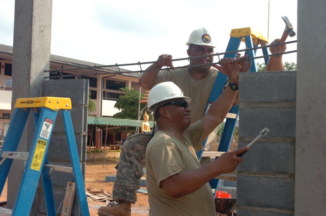 Hawaii Soldiers, Thai Marines Build Classroom, Bridges