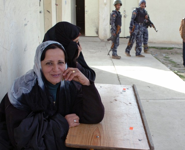 Women were hired to perform security searches on female voters for the weekend of the Iraqi provincial elections in the Ninewa province. Schools and community buildings were used as polling sites throughout the city. "We are thankful for the privileg...