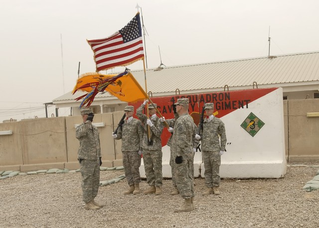 BAGHDAD - Lt. Col. Monty Willoughby (right), a native of Clever, Mo., commander, 4th Squadron, 10th Cavalry Regiment "Blackjack", attached to the 2nd Heavy Brigade Combat Team, 1st Infantry Division, Multi-National Division- Baghdad and Command Sgt. ...