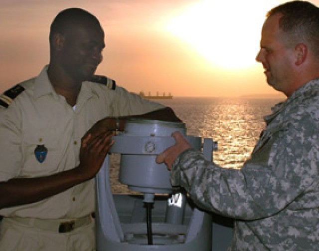 U.S. Army Africa Soldier sails aboard USS Nashville