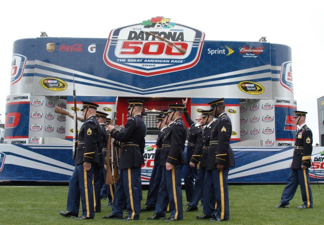 The U.S. Army Drill Team performs at Daytona 500