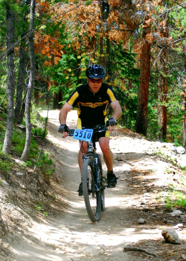 Mountain biker rolling strong