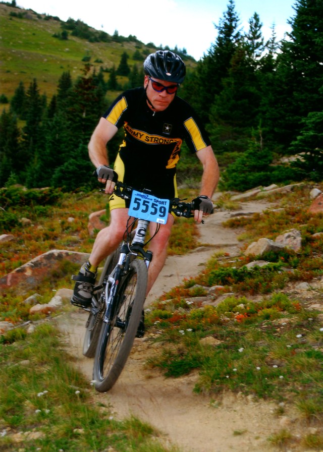 Mountain biker rolling strong