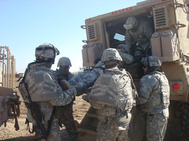 CAMP TAJI, Iraq - Sappers from 848th Engineer  Company, 890th Engineer Battalion, 225th Engineer  Brigade, stay on top of their game by continuously conducting battle drills and rehearsals of situations they may face while conducting route...