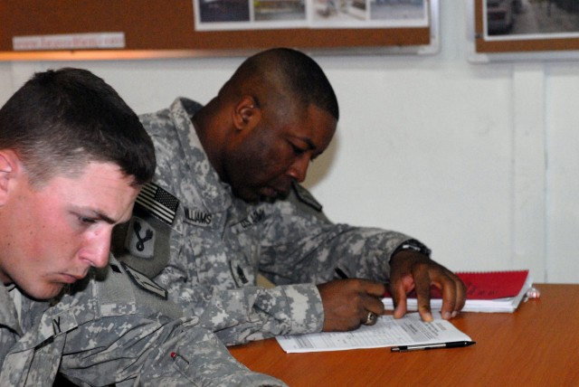 BAGHDAD - Soldiers of the 46th Engineer Battalion, 225th Engineer Brigade, 1st Cavalry Division, Multi-National Division - Baghdad, complete a leader evaluation of the RG-33L, mine resistant ambush protected vehicle. The survey is part of more...