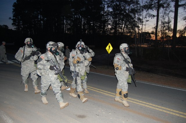 Spartan Soldiers On Six-mile March for NCO Competition