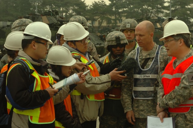 LTC Ross Coffman with Korean Media during Foal Eagle