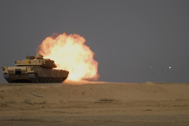 An M1A1 Abrams tank is fired for the first time by an Iraqi Army armor student being trained by Soldiers of Multi-National Security Transition Command-Iraq and contracted instructors at Besmaya range, March 21. The Iraqi Army purchased the 140 Abrams...