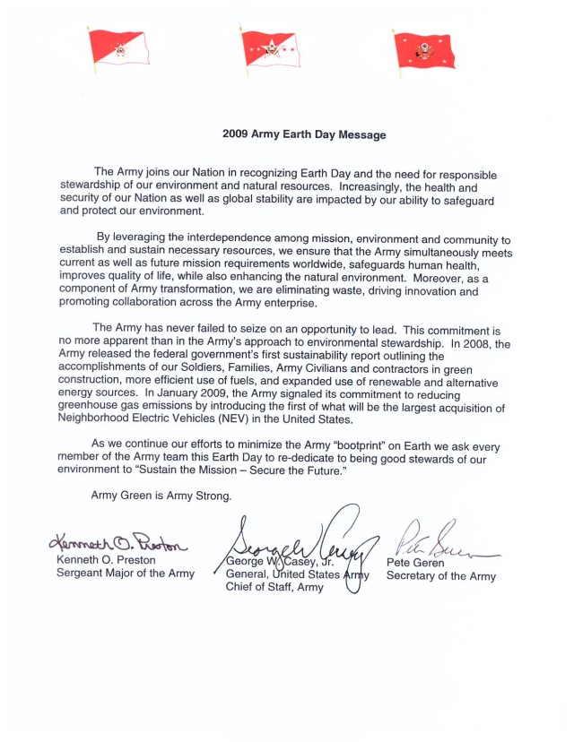 2009 Army Earth Day Message
