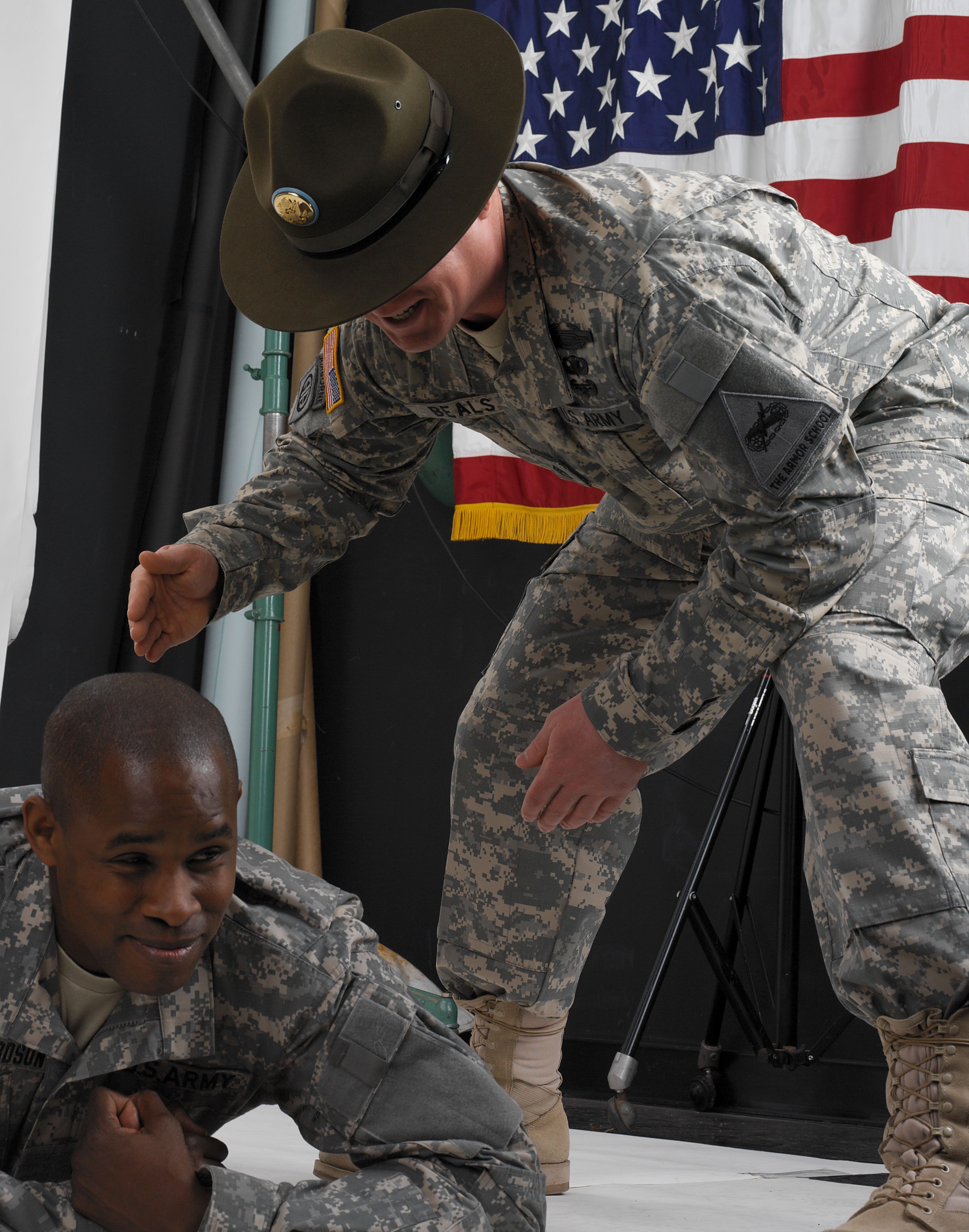 blue disk drill sergeant hat meaning