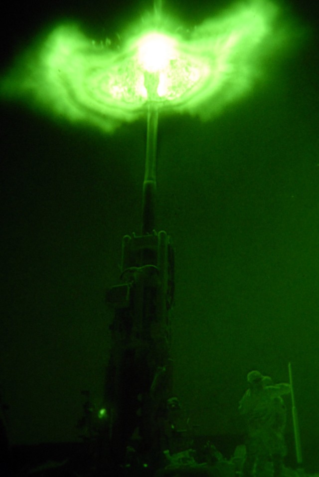 BAGHDAD - "These aerial denial missions let insurgents know we can reach out and touch them," exclaimed Sgt. 1st Class Mike "Smoke" Hughes, a native of Danville, Penn., and a cannon crewmember platoon sergeant assigned to Bravo Battery, 1st...