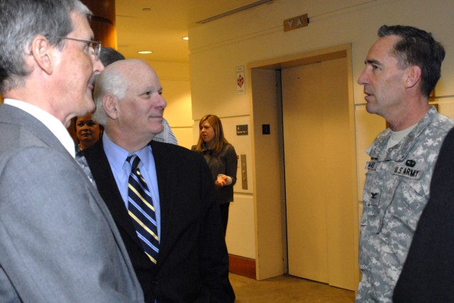 Sen. Cardin greets Fort Meade Garrison Commander Col. Daniel L. Thomas
