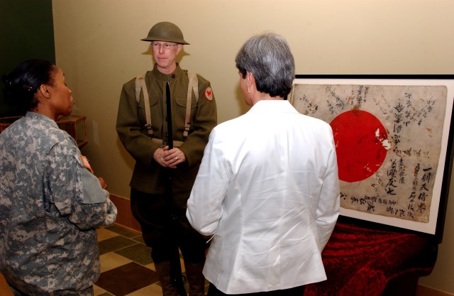 Captured Japanese Yosegaki flag returns to Camp Jackson, 81st Infantry Division during 101st Army Reserve Birthday Celebration