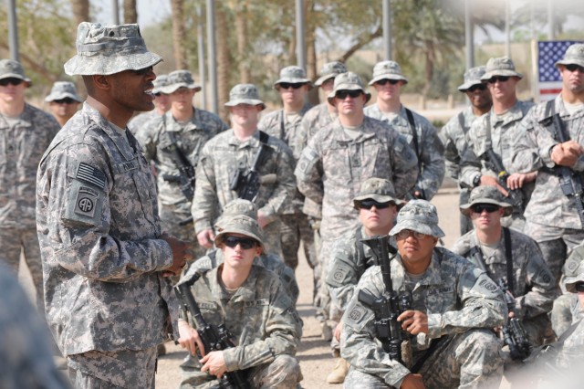 BAGHDAD - Command Sgt. Maj. King O. Parks, senior enlisted leader of the 3rd Brigade Combat Team, 82nd Airborne Division, Multi-National Division -Baghdad, told paratroopers assigned to the 5th Squadron, 73rd Cavalry Regiment how proud he was of them...