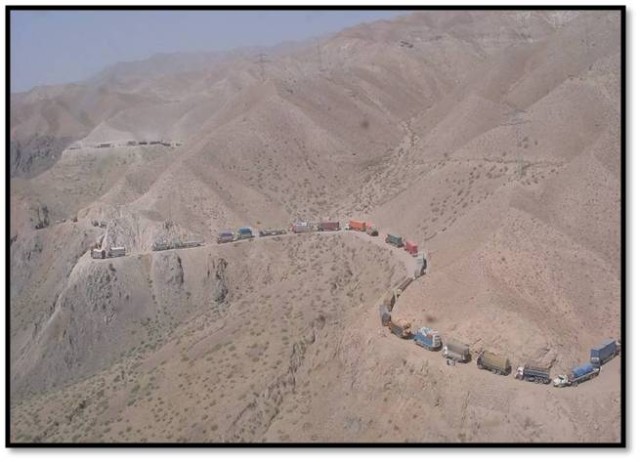 Convoy in Afghanistan mountains