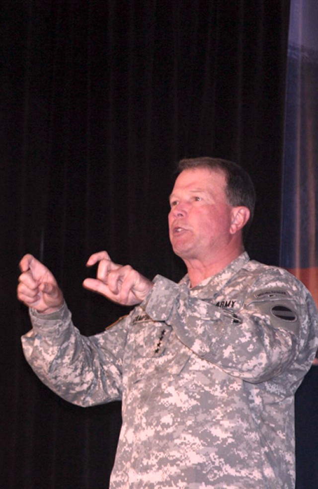 Addressing the troops