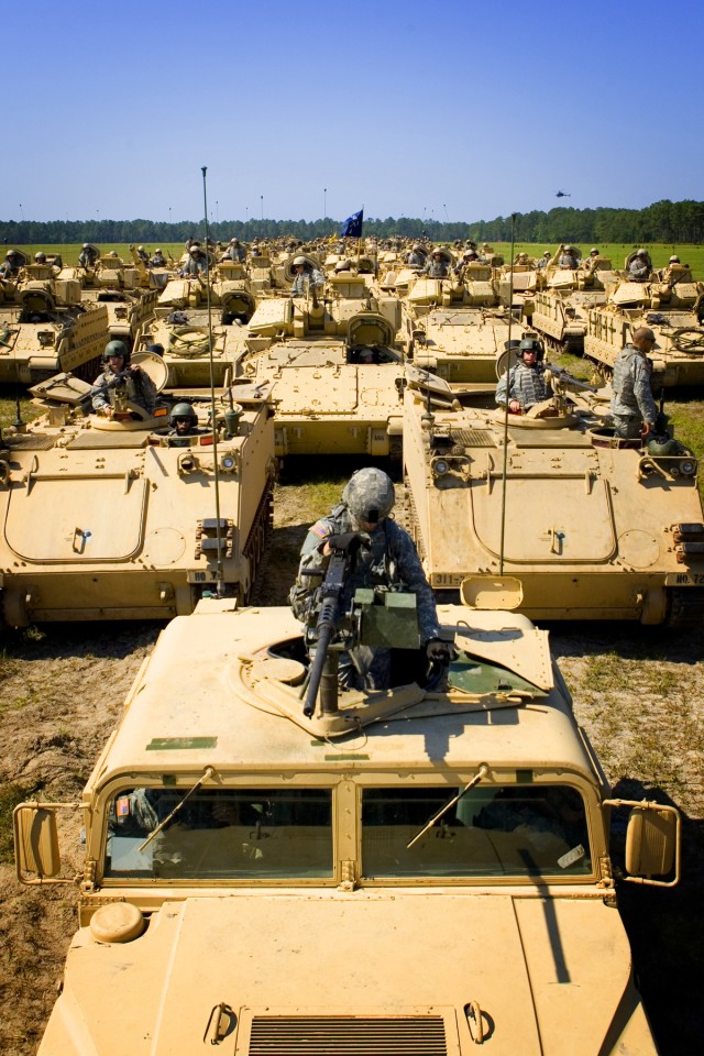 Spartans Roll In For Pass and Review