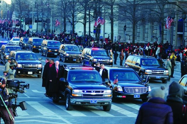 NCOs of the White House Transportation Agency accompany the presidential motorcade on Inauguration Day. Their duties include transportation for White House staff, press corps and guests of the president on the ground and in the air. (Courtesy photo b...