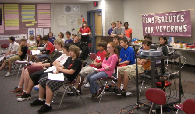 Commander video teleconferences with middle school