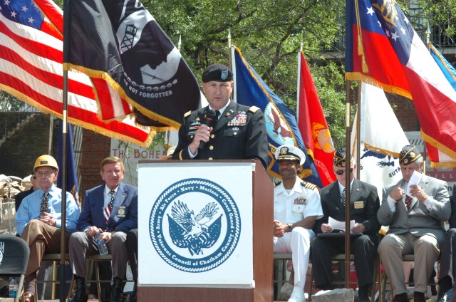 3rd Sustainment Bde Commander Speaks at WWII Groundbreaking