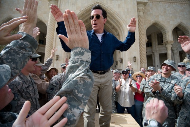 Stephen Colbert films show in Iraq