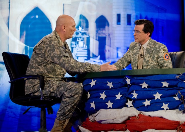Stephen Colbert films show in Iraq