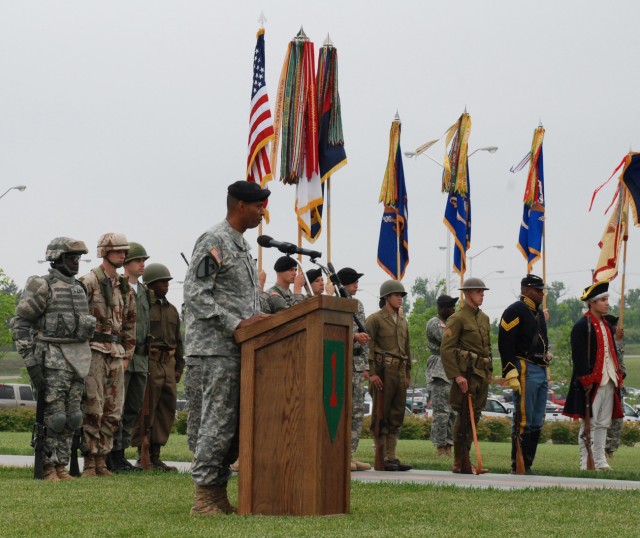 Maj. Gen. Brooks, 1st Inf. Div., speaks at a ceremony celebrating Army&#039;s birthday