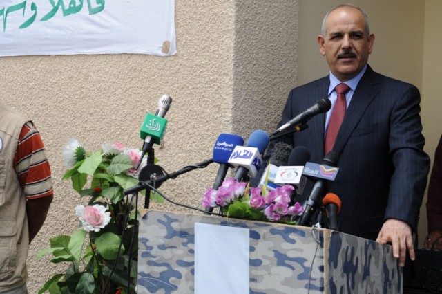 BAGHDAD - Iraqi's Interior Minister, Jawad al-Bolani, speaks during the opening of the al-Ameen Police Station, May 27, in the 9 Nissan district of eastern Baghdad. The interior minister, along with several senior Iraqi security officials from the di...