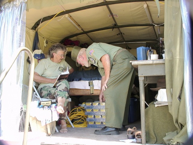 The road has become kind of a home away from home for those of us on the convoy. We find interestign ways of staying ocmfortable. And thanks to the guys at the Hormel Factory in Fremont, Neb., we now have enough Spam to last for awhile - great...