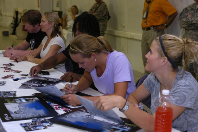 ESPN XGames athletes Nate Holland, Jen O'Brien, Brad Simms, Grete Eliassen and Sarah Burke came to visit the 3rd Heavy Brigade Combat Team, 1st Cavalry Division at Forward Operating Base Marez on July 19. They signed autographs and talked with the...