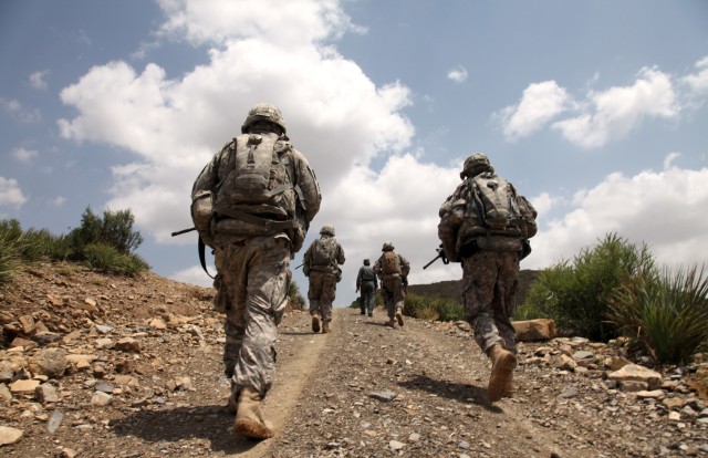 Soldiers and ANP patrol Khost province, Afghanistan