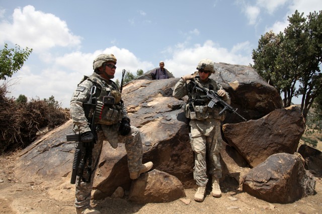 Soldiers and ANP patrol Khost province, Afghanistan