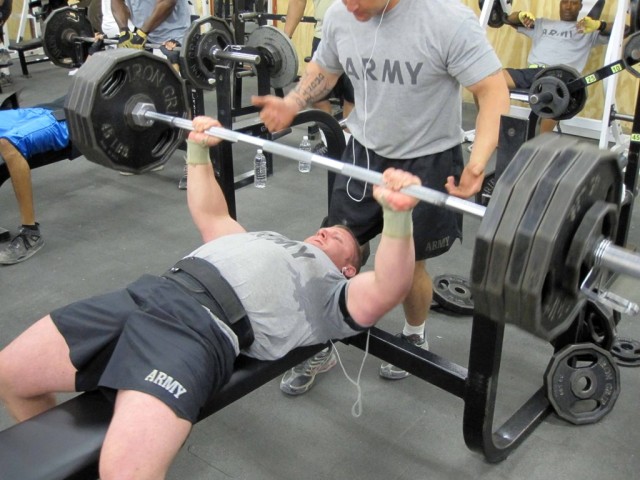 Camp Stryker bench press champion