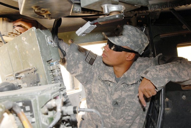 BAGHDAD - "Learning stuff in this class cuts down on the amount of time when the system goes down," said Sgt. Kendall Cabrera, an infantry team leader. "We can try and troubleshoot it before we say we just can't take it out." Cabrera from Virginia...