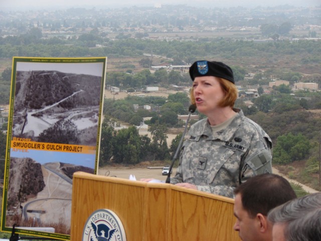 Col. Dombi speaks at fence ribbon-cutting