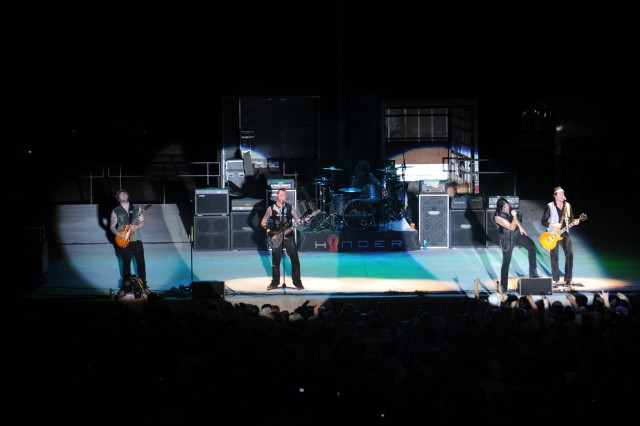 Hinder performs for the troops