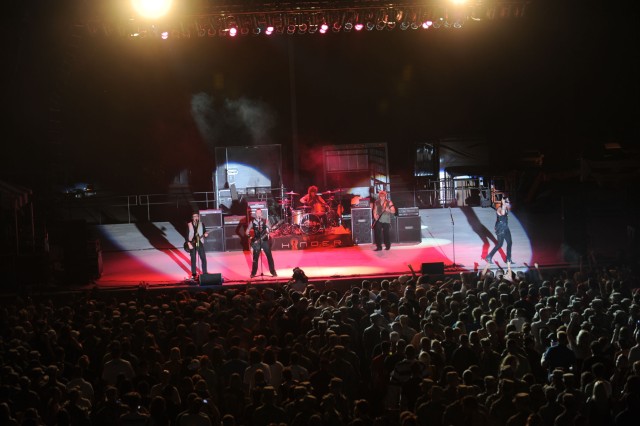 Hinder performs for the troops