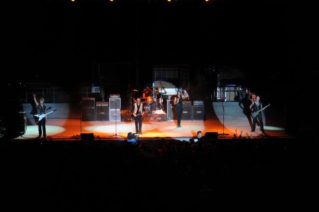 Hinder performs for the troops