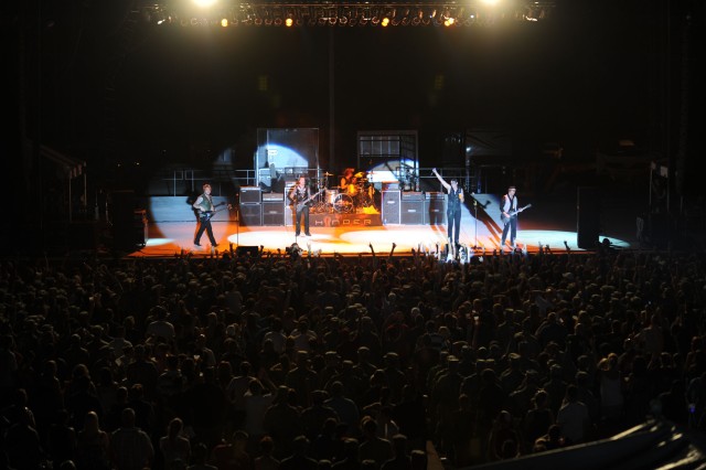 Hinder performs for the troops