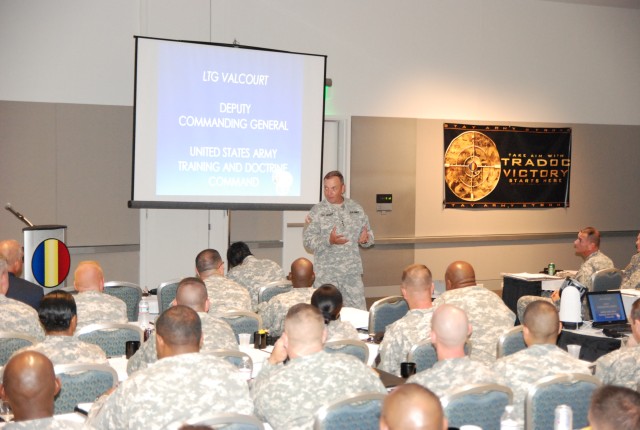 Lt. Gen. David P. Valcourt addresses retention seminar