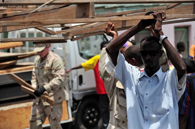 CJTF-HOA civil affairs team helps rebuild fire devastated neighborhood in Djibouti City