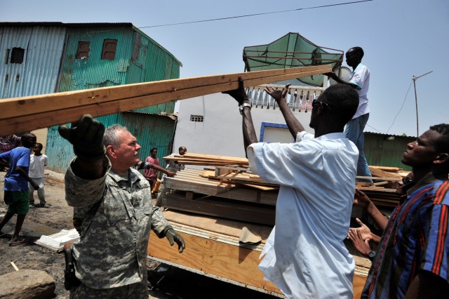 CJTF-HOA civil affairs team helps rebuild fire devastated neighborhood in Djibouti City